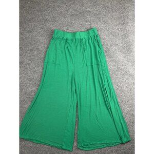 Vada Winter x Maverick Pants Womens Large Green Wide Leg Palazzo Ribbed Culottes